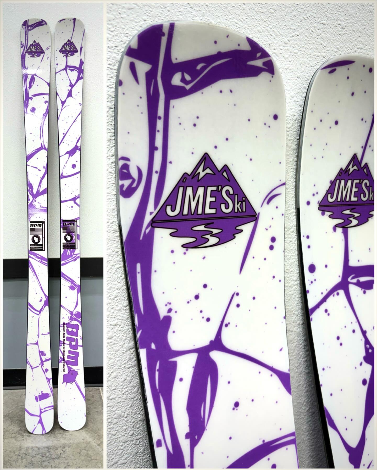 Pair 1 of 4 from last weekend’s build workshop belongs to Eddie. He made this custom pair of 85’s in a twin tip configuration! They turned out great and we can’t wait to see them on the snow!